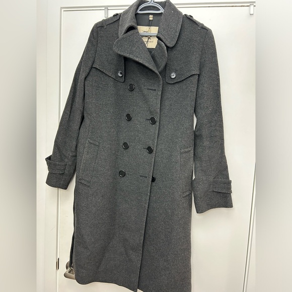 Burberry Gray Long Peacoat (Size 12) - Picture 2 of 8